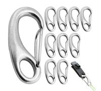 Spring Carabiner Hook, Egg Shaped Hook, Pack of 10, Stainless Steel Egg Shaped Quick Release for Water Bottles, Keys, Boats, Hiking, Camping