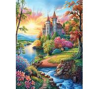 Spring Castle 300 Pieces Set Classic Jigsaw Puzzle Animal Pets Couple Puzzle Partners Mind Relaxation Wall Decor Easter New Year Recycled Cardboard Material 300 PCS