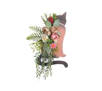 Spring Cats Wreaths for Front Door, Artificial Spring Summer Cats Door Wreaths with Green Leaf, Farmhouse Wreath