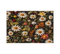 Spring Chamomile Flower Jigsaw Puzzles for Adults 300 Piece, Knitting Theme Florals Wooden Puzzles, Fun Vintage Printed Decorations for Party