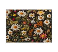 Spring Chamomile Flower Jigsaw Puzzles for Adults 500 Piece, Knitting Theme Florals Wooden Puzzles, Fun Vintage Printed Decorations for Party