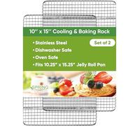 Spring Chef 10" x 15" Stainless Steel Cooling Racks for Baking - Oven Safe - Cookie Racks for Cooling Cookies - Fits Jelly Roll Pan - Perfect for Grilling, Roasting, Cooking, Drying - Set of 2