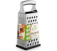 Spring Chef 4-Sided Stainless Steel Large 10-Inch Grater for Parmesan Cheese, Ginger, Vegetables