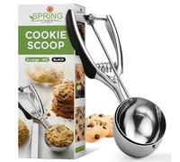 Spring Chef Extra Large Cookie Scoop, 18/8 Stainless Steel Melon Baller Scoop, Spring Loaded Trigger Release for Cookie Dough, Ice Cream, Meatball, Cupcake, 5.5 tablespoon (tbsp) portion, #10, Black