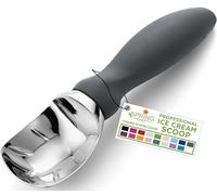 Spring Chef Gray Heavy Duty Ice Cream Scoop with Comfortable Soft Grip Handle, Dishwasher Safe Ice Cream Scooper, Professional Metal Kitchen Tool for Frozen Yogurt, Gelato, Sorbet, Sundae, Melon