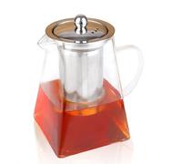 Spring Chef Heat-Resistant Borosilicate Glass Teapot with Strainer 950ml/32.12oz, Square Glass Tea Pot with Infuser, Removable Infuser Tea Pot Handmade