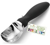 Spring Chef Heavy Duty Ice Cream Scoop with Comfortable Handle, Professional Metal Ice Cream Spoon, Dishwasher Safe Kitchen Tool, Ice Cream Scooper for Gelato, Sorbet, Cookie Dough - Black