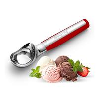 Spring Chef Heavy Duty Metal Ice Cream Scoop - Dishwasher Safe Ice Cream Scooper, Commercial Icecream Scoop Spade, Professional Kitchen Tool for Gelato, Melon, Sundae, Cookie Spoon - Red