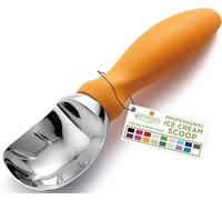 Spring Chef Heavy Duty Metal Ice Cream Scoop with Soft Grip Handle, Mango