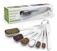 Spring Chef Heavy Duty Stainless Steel Measuring Spoons Set for Dry or Liquid Liquids, Fits in Spice Jars, Set of 7 with Leveler