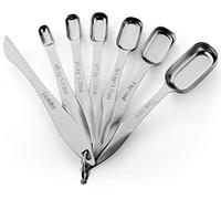 Spring Chef Heavy Duty Stainless Steel Measuring Spoons Set for Dry or Liquid Liquids, Fits in Spice Jars, Set of 7 with Leveler
