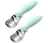 Spring Chef Ice Cream Scoop with Soft Grip Handle, Professional Heavy Duty Sturdy Scooper, Premium Kitchen Tool for Cookie Dough, Gelato, Sorbet, Melon, Mint, 2 Pack