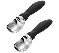 Spring Chef Ice Cream Scoop with Soft Grip Handle, Professional Heavy Duty Sturdy Scooper, Premium Kitchen Tool for Cookie Dough, Gelato, Sorbet, Black, 2 Pack