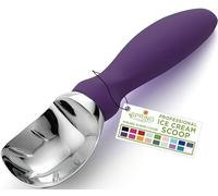 Spring Chef Ice Cream Scoop with Soft Grip Handle, Professional Heavy Duty Sturdy Scooper, Premium Kitchen Tool for Cookie Dough, Gelato, Sorbet, Purple