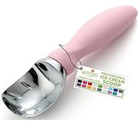 Spring Chef Ice Scoop with Soft Handle Sturdy Professional Scoop Heavy Duty Scoop Premium Kitchen Tool for Cookie Dough, Gelato, Sorbet, Pink Lemonade