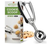 Spring Chef Large #20 Stainless Steel Cookie Scoop for Baking, Multifunctional Cookie Dough Scoop with Trigger Release - Dishwasher Safe Melon Baller - 2.93 Tablespoon Food Scooper for Kitchen - Black