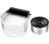 Spring Chef Large Dough Blender & Biscuit Cutter Set, Heavy Duty Stainless Steel Professional Pastry Cutter, Soft Grip, Black