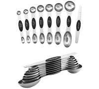 Spring Chef Magnetic Measuring Spoons Set, Dual Sided, Stainless Steel, Fits in Spice Jars, Black, Set of 8, 2 Pack