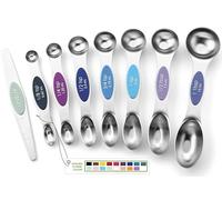 Spring Chef Magnetic Measuring Spoons Set, Dual Sided, Stainless Steel, Fits in Spice Jars, Winter Frost, Set of 8