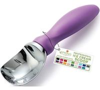 Spring Chef Metal Ice Cream Scoop with Comfortable Handle, Heavy Duty Sturdy Ice Cream Scooper Spoon for Cookie Dough, Frozen Yogurt, Gelato, Sorbet, Sundae, Melon - Dishwasher Safe - Orchid