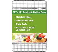 Spring Chef Oven Safe Heavy Duty Stainless Steel Baking Rack and Cooling Rack 10" x 15" fits Jelly roll pan