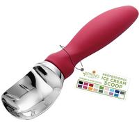 Spring Chef Pink Heavy Duty Ice Cream Scoop with Soft Grip Handle, Professional Ice Cream Scooper, Metal Icecream Spoon for Cookie Dough, Frozen Yogurt, Gelato, Melon - Dishwasher Safe Kitchen Tool