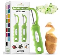 Spring Chef Premium Green Swivel Vegetable Peeler Set of 2, Stainless Steel Apple Peeler for Kitchen with Soft Grip Handle, Dishwasher Safe, Perfect for Potato, Carrot, Veggie, Fruit, Apple, Mango
