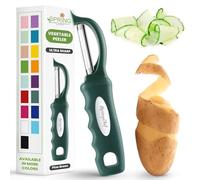 Spring Chef Professional Swivel Vegetable Peeler for Kitchen, Stainless Steel Potato Peeler with Comfortable Handle, Great for Apple, Veggie, Carrot, Cucumber - Dishwasher Safe - Pine Green