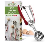 Spring Chef Red Medium 1.7 Tbsp Cookie Scoop for Baking - Stainless Steel #40 Melon Baller Scoop with Trigger Release - Multifunctional Food Scooper for Kitchen - Dishwasher Safe Cookie Baller
