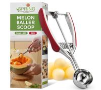 Spring Chef - Red Small Cookie Scoop for Baking, Multifunctional Melon Baller, #60 Scoop with Trigger Release for Ice Cream, Protein Ball, Stainless Steel Cookie Scooper, 1 Tbsp Cookie Dough Scoop