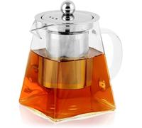 Spring Chef Square Glass Tea Pot with Infuser, Heat-Resistant Borosilicate Glass Teapot with Strainer, Removable Infuser Tea Pot Handmade for One Person-350ml/11.83oz