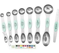 Spring Chef Stainless Steel 8 Magnetic Measuring Spoons for Kitchen, Mint