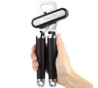 Spring Chef Stainless Steel Can Opener Manual with Soft Grip Handles, Easy Turn, Heavy Duty Hand Can Openers for Seniors with Smooth Edge - Black