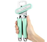 Spring Chef Stainless Steel Can Opener - Manual with Soft Grip Handles, Easy Turn, Heavy Duty Hand Can Opener for Seniors with Smooth Edge - Built-in Magnetic Lid Remover - Mint