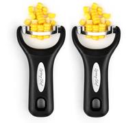 Spring Chef Stainless Steel Corn Peeler - Corn on the Cob Stripper Tool - Durable & Efficient Kernel Remover Tool - Easy to Use Kernel Cutter - Dishwasher Safe Kitchen Gadget - Set of 2 - Black
