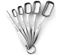 Spring Chef Stainless Steel Measuring Spoons Set of 6 with Leveler, Rectangular Metal Teaspoon & Tablespoon Measuring Spoons for Dry & Liquid Ingredients - Nesting Kitchen Gadgets For Baking & Cooking