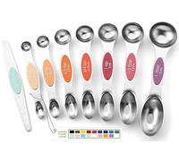 Spring Chef Stainless Steel Metal Magnetic Measuring Spoons Set of 8 with Leveler, Heavy Duty Nesting Teaspoon & Tablespoon Measuring Spoons, Kitchen Gadgets for Baking & Cooking - Desert Sunset
