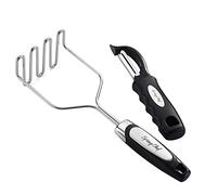 Spring Chef Stainless Steel Potato Masher with Long Handle, Easy-to-Clean Metal Wire Head Food Smasher, Includes Vegetable Peeler