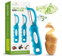 Spring Chef Stainless Steel Swivel Potato Peelers for Kitchen, Dishwasher Safe Veggie Peeler for Kitchen with Soft Grip Handle & Sharp Blades, Great for Vegetable, Apple, Carrot - Set of 2 - Teal