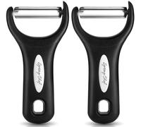 Spring Chef Stainless Steel Vegetable Y Peeler for Kitchen, Dishwasher Safe Potato Peelers with Ultra Sharp Blades & Soft Grip Handle, Perfect for Apple, Carrot, Cucumber, Veggie - Set of 2 - Black