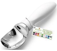 Spring Chef White Commercial Ice Cream Scoop with Comfortable Handle - Heavy Duty Metal Ice Cream Scooper for Frozen Yogurt, Gelato, Sorbet, Melon, Sundae - Dishwasher Safe Kitchen Tool