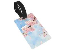 Spring Cherry Bloom Luggage Tags for Suitcases - Durable PVC ID Tags with Detachable Straps for Travel, Backpack, Golf Bag, Anti-Loss
