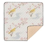 Spring Cherry Blossom Birds Cute Foldable Baby Activity Play Mat for Indoor Outdoor Waterproof Infant Play Activity Mat for Baby Toddler Infant, 50'' x 50''
