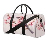 Spring Cherry Blossom Branch Bird Sports Tote Gym Bag for Men & Women, Water Resistant Foldable Travel Duffel Bag, Lightweight Carry-On Weekender Overnight Bag for Workout Hospital