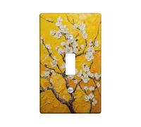 Spring Cherry Blossom Light Switch Cover Plate/Outlet Covers, Yellow Decorative Accents, Contemporary Wall Plates for Home Decor, Thermoplastic, Standard Size Single Toggle