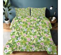 Spring Cherry Blossoms Double Duvet 10.5 Tog, French Style Microfiber Bedding Set, 1 Quilt 200x200cm and 2 Pillowcases 50x75cm, All Year Round Comforter for Cozy Nights B1167