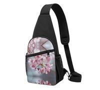 Spring Cherry Blossoms Print Chest Pack Waterproof Lightweight One Strap Shoulder Chest Bag for Outdoor Hiking Sports