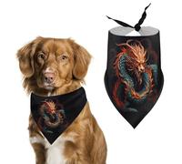 Spring Chinese Dragon Dog Bandanas Triangle Holiday Pet Neck Scarf Soft Adjustable Bib Handkerchief Accessories Washable Durable Fabric for Pet Puppy Cats Large Dog