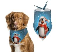 Spring Christmas Funny Penguin Dog Bandanas Triangle Holiday Pet Neck Scarf Soft Adjustable Bib Handkerchief Accessories Washable Durable Fabric for Pet Puppy Cats Large Dog