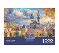Spring City Scene 1000 Piece Premium Cardstock Prague Cathedral Skyline Puzzle Adults Educational Challenge Budget-Friendly Framing 38x26cm/1000pcs